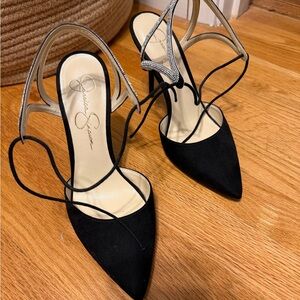 Jessica Simpson black/silver heels